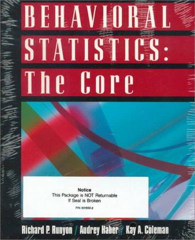 Cover for Text With Study Guide for use with Behavioral Statistics