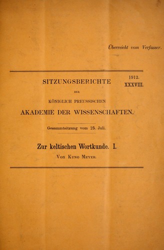 Cover for Zur keltischen Wortkunde