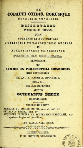 Cover for De cobalti oxidis, eorumque connubis nonnullis