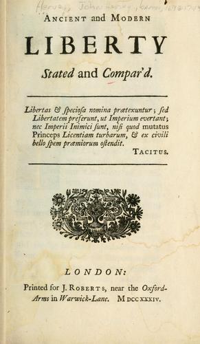 Cover for Ancient and modern liberty stated and compar'd.