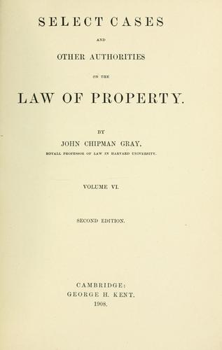 Cover for Select cases and other authorities on the law of property.