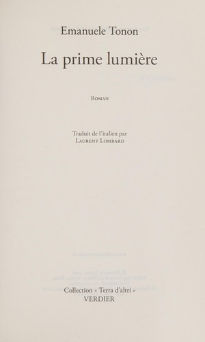 Cover for La prime lumière