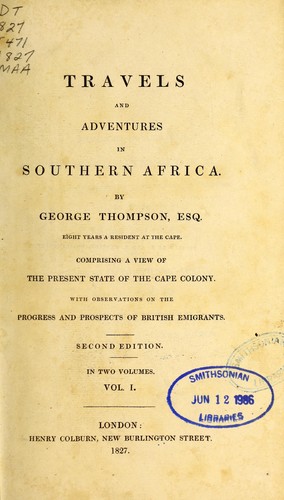 Cover for Travels and adventures in southern Africa.