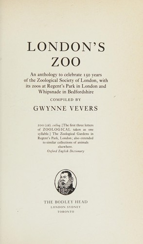 Cover for London's Zoo