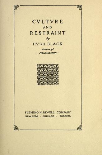 Cover for Culture and restraint