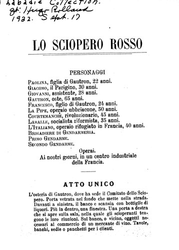 Cover for Lo Sciopero Rosso