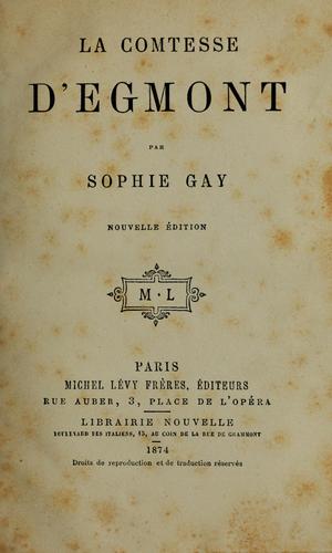 Cover for La comtesse d'Egmont