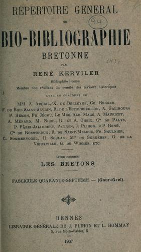 Cover for Répertoire général de bio-bibliographie bretonne