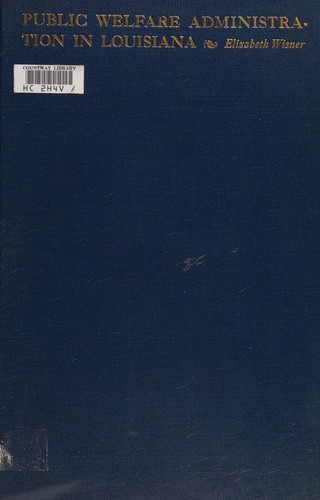Cover for Public welfare administration in Louisiana