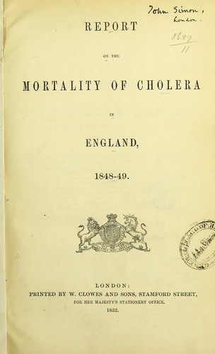 Cover for Report on the mortality of cholera in England, 1848-49