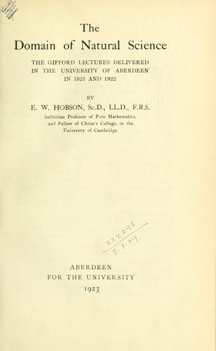 Cover for The domain of natural science