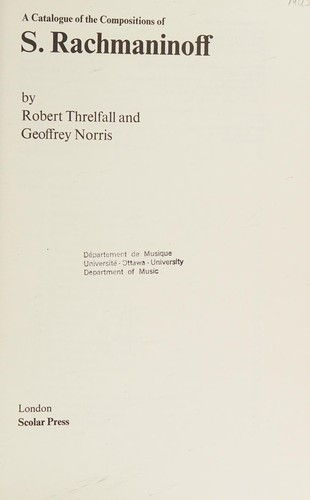 Cover for A catalogue of the compositions of S. Rachmaninoff