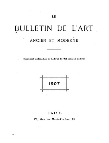 Cover for Le Bulletin de l'art ancien et moderne