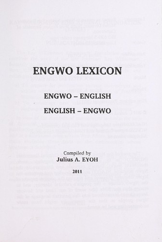Cover for Engwo lexicon