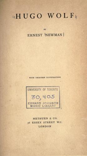 Cover for Hugo Wolf.
