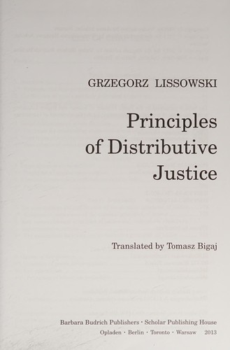 Cover for Principles of Distributive Justice