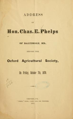 Cover for Address of Hon. Chas