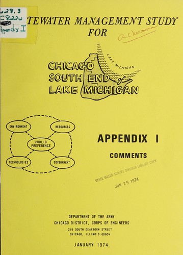 Cover for Wastewater management study for Chicago-South End of Lake Michigan area