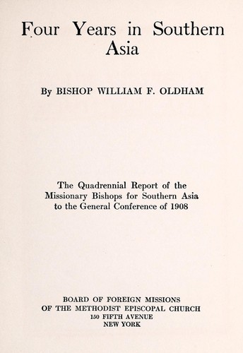 Cover for Four years in Southern Asia