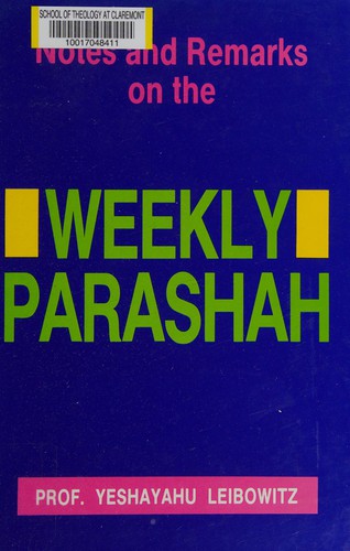 Cover for Notes and remarks on the weekly parashah