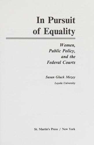 Cover for In Pursuit of Equality