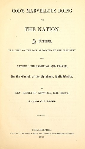 Cover for God's marvellous doing for the nation
