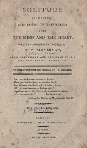 Cover for Solitude considered