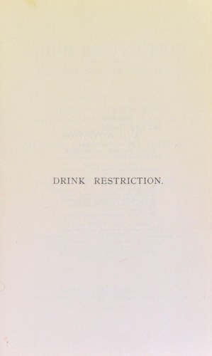 Cover for Drink restrictions (thirst cures) particularly in obesity