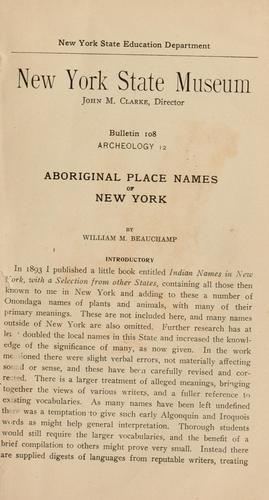 Cover for Aboriginal place names of New York