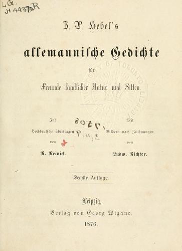 Cover for Allemannische Gedichte für Freunde ländlicher Natur und Sitten