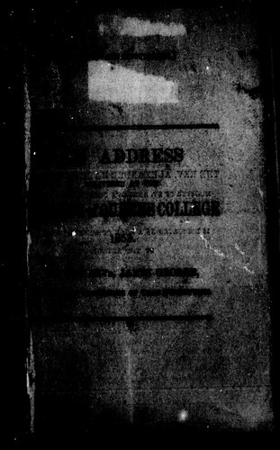 Cover for An address delivered at the opening of Queens [sic] College, 1853