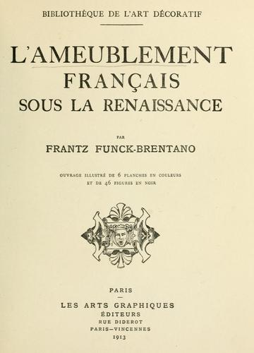 Cover for ameublement français sous la renaissance