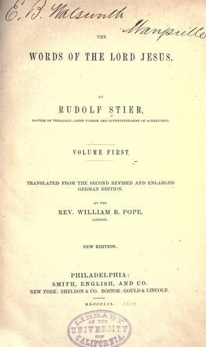 Cover for The words of the Lord Jesus