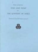 Cover for Who Says What and the Question of Voice (The Princess Grace Irish Library Lectures Series)