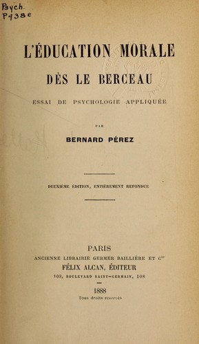 Cover for L'éducation morale dès le berceau