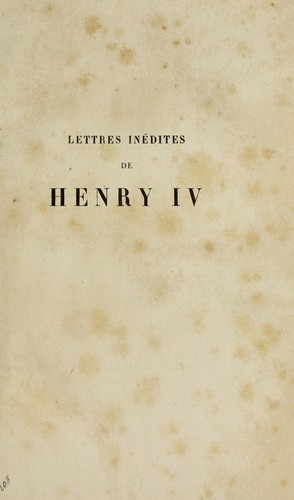 Cover for Lettres inédites de Henri IV