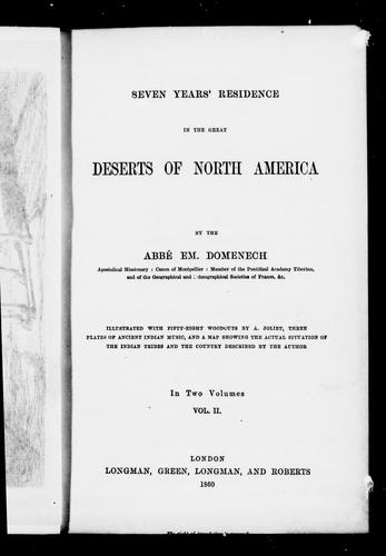 Cover for Seven years' residence in the great deserts of North America