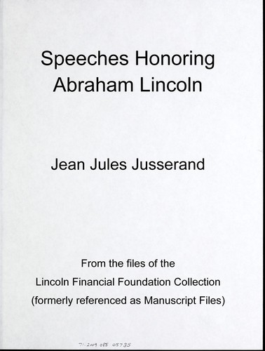 Cover for Speeches honoring Abraham Lincoln