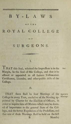Cover for By-laws, ordinances, rules, and constitutions of the Royal College of Surgeons in Ireland