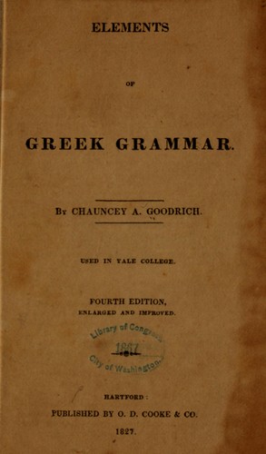 Cover for Elements of Greek grammar