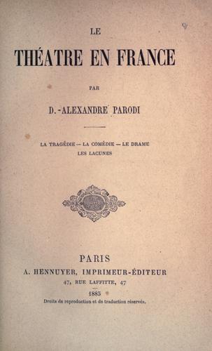 Cover for théâtre en France