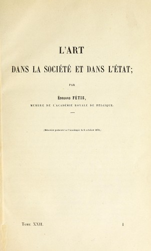Cover for L'art dans la société et dans l'état