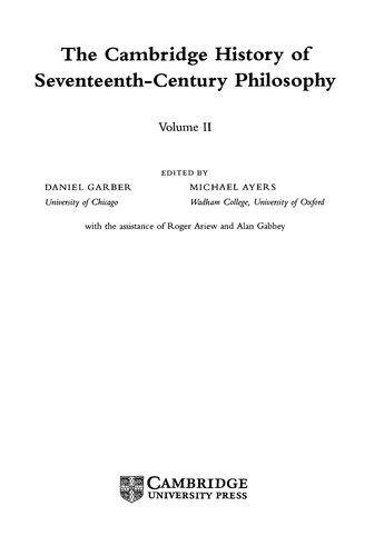 Cover for The Cambridge History of Seventeenth-Century Philosophy 2 Volume Set