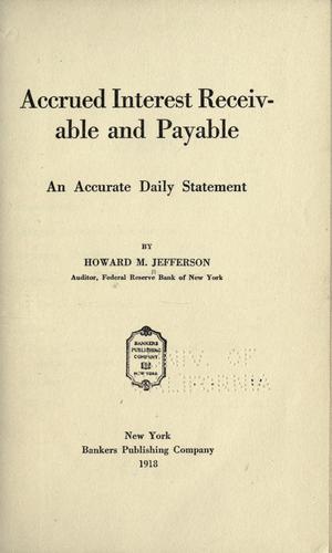 Cover for Accrued interest receivable and payable
