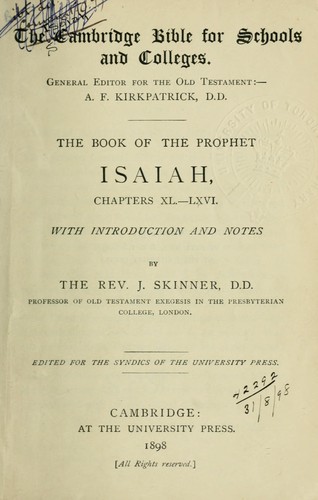 Cover for The book of the prophet Isaiah, chapters 40-66, with introd. and notes