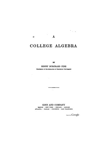 Cover for College algebra