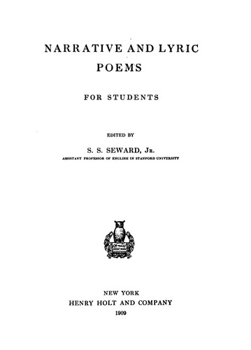 Cover for Narrative and lyric poems
