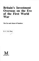 Cover for Britain's investment overseas on the eve of the First World War