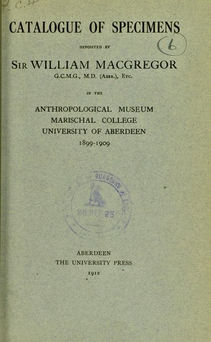Cover for Catalogue of specimens