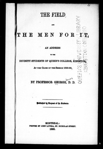 Cover for The field and the men for it